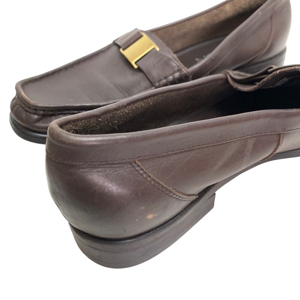 MARKON Womens Square Toe Brown Leather Loafers Flats ALPHA Slip On Shoes sz 10 - Picture 16 of 16